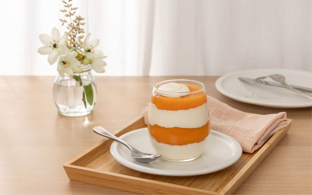 Create dietary catering solutions using fruit purées 3 Dewfresh blog ways to use fruit puree apricot yoghurt 800x500 1
